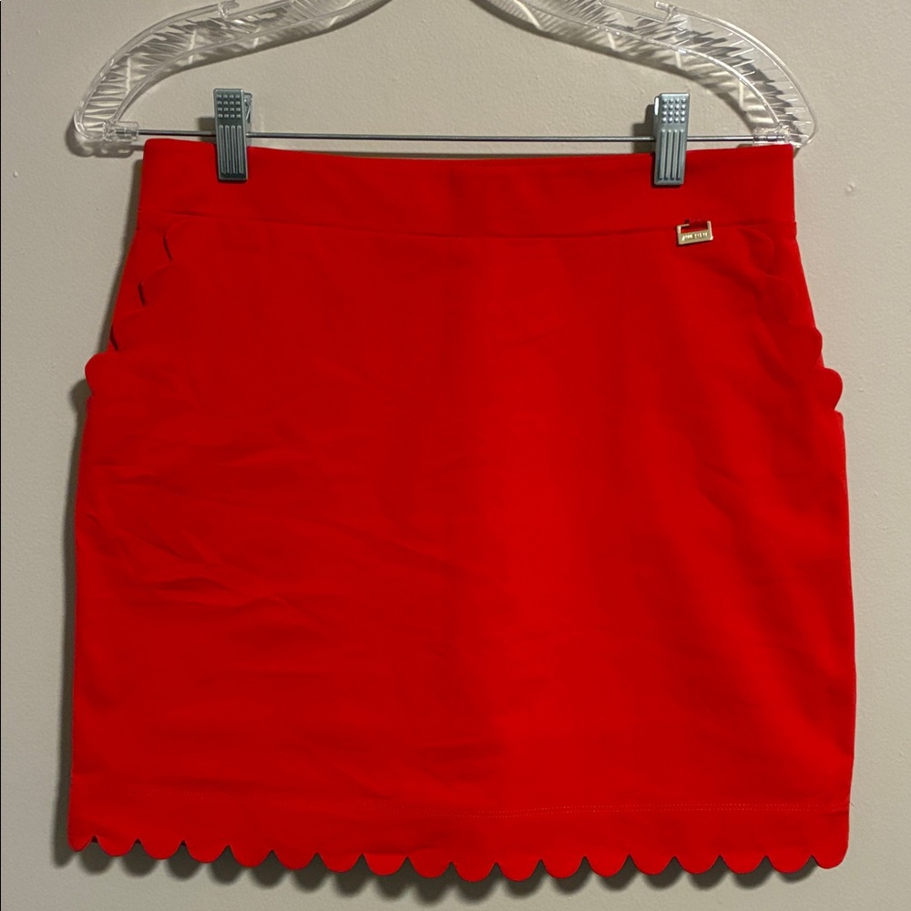 Anne Klein Vibrant Red Mini Skort with Scalloped Hem